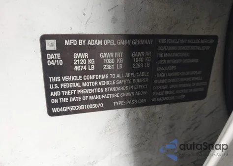 2011 Buick Regal Cxl Russelsheim from USA, damaged, VIN W04GP5EC9B1005070